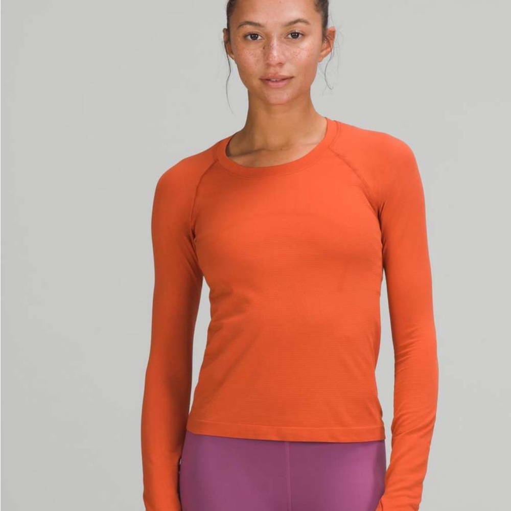 Lululemon Swiftly Tech Long Sleeve Shirt 2.0 *Race Length (size L) orange